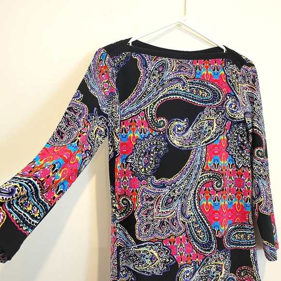 Ralph Lauren LRL Paisley Colorful Tunic Boat Neck Stretchy Long Top 3/4 Sleeve - Picture 3 of 10